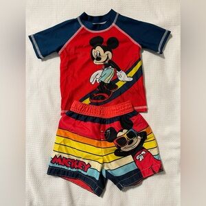 Mickey swim set Boys 12M rash guard and trunks